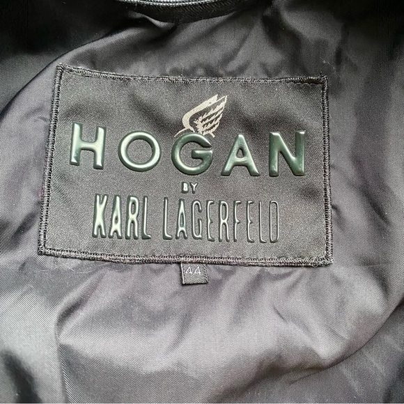 HOGAN by Karl Lagerfeld Gorgeous Black Metallik Denim Jacket Authentic Size 44/S - Picture 7 of 13